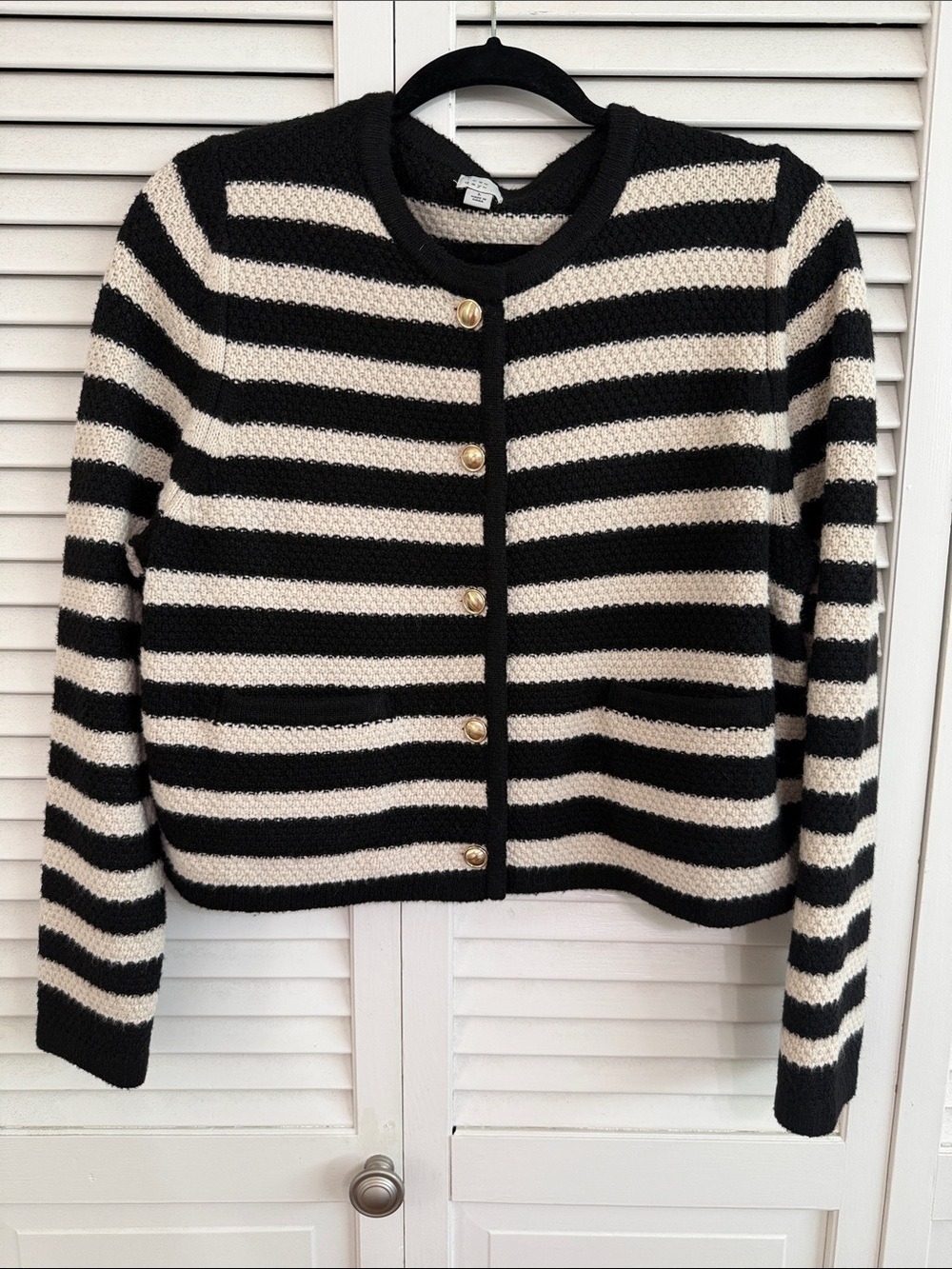 a new day Black & Cream Striped Button-Up Cardigan